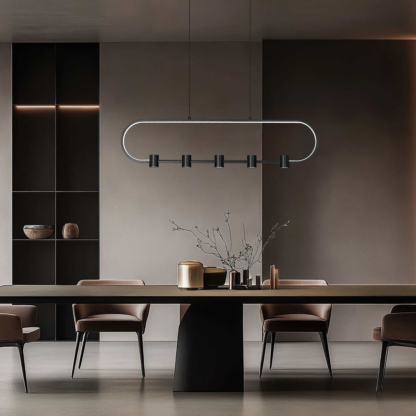 Saros LED 5 Light Linear Chandelier Matte Black