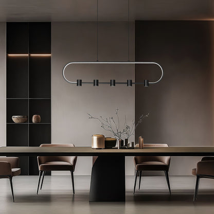 Saros LED 5 Light Linear Chandelier Matte Black