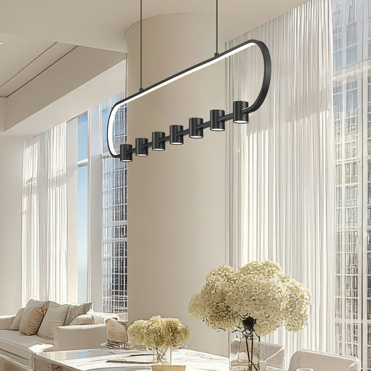 Saros LED 7 Light Linear Chandelier Matte Black