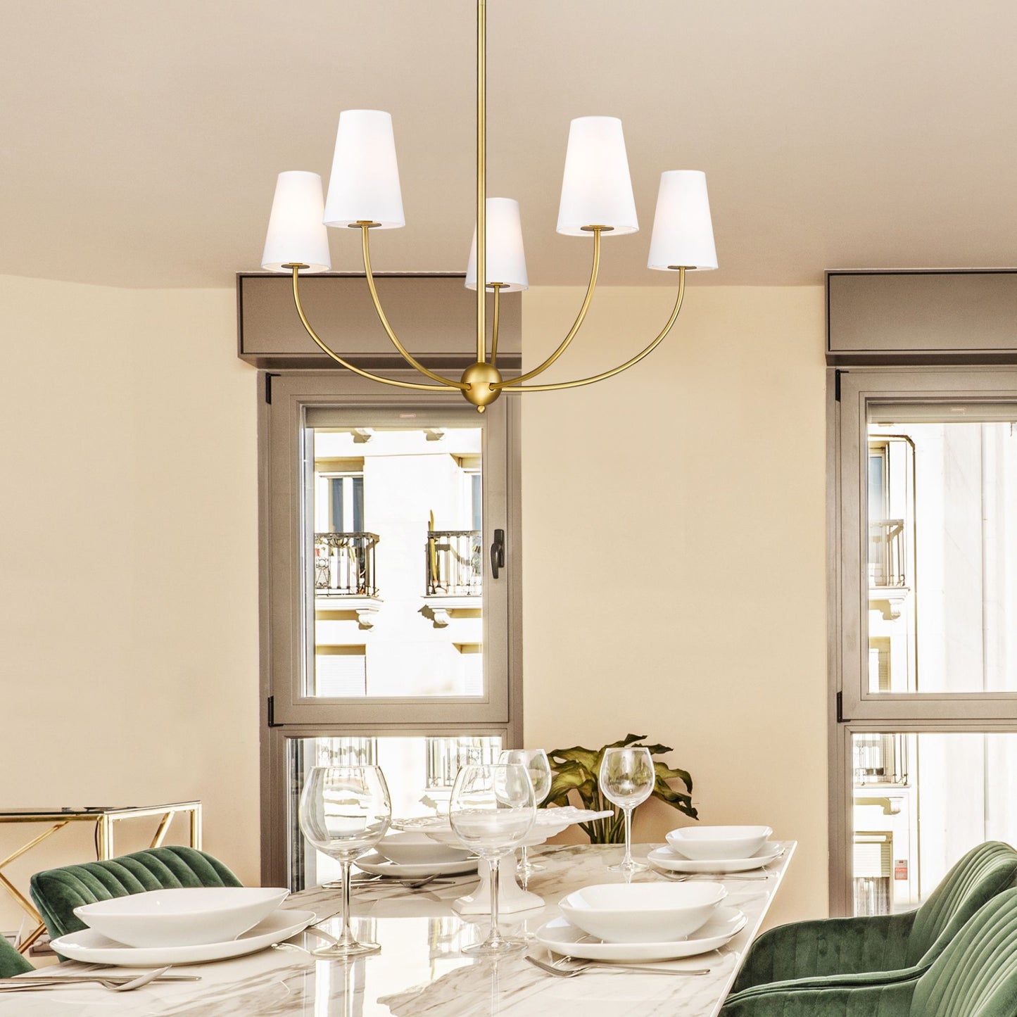 Shannon 5 Light Chandelier Rubbed Brass