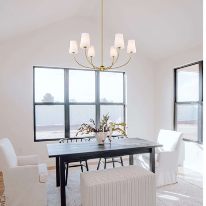 Shannon 6 Light Chandelier Rubbed Brass