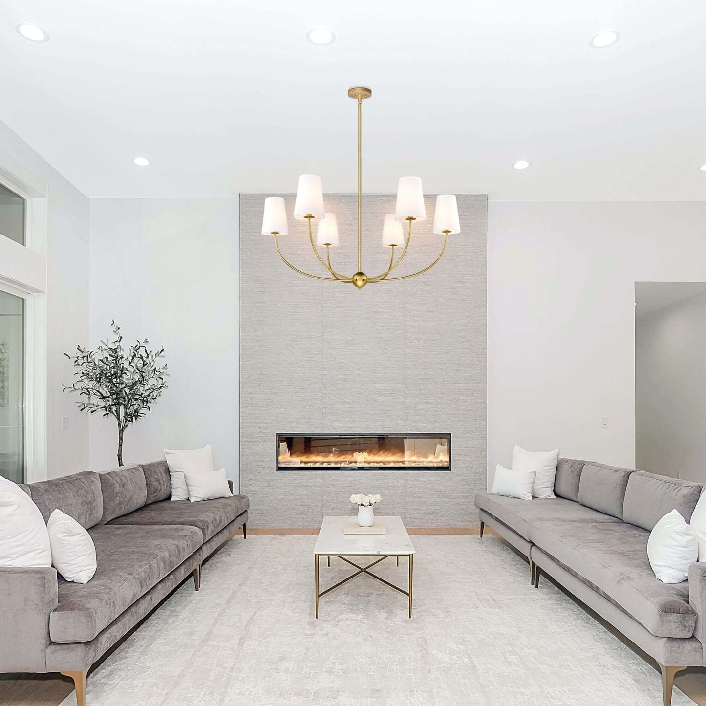 Shannon 6 Light Chandelier Rubbed Brass
