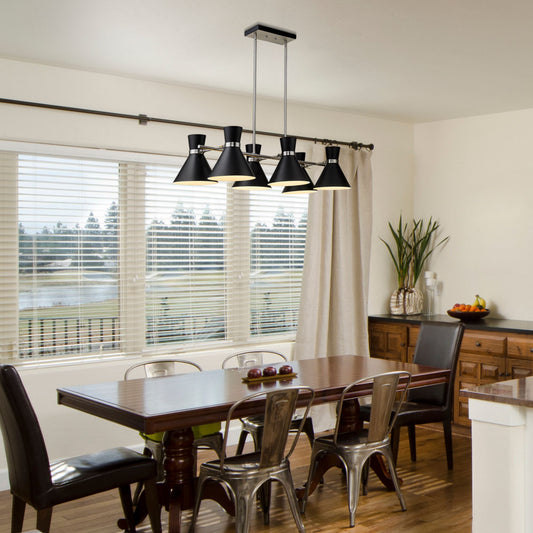 Soriano 6 Light Linear Chandelier Matte Black + Brushed Nickel