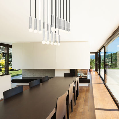 Stari 17 Light Linear Chandelier Brushed Nickel