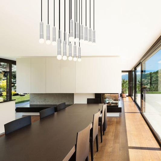 Stari 17 Light Linear Chandelier Brushed Nickel