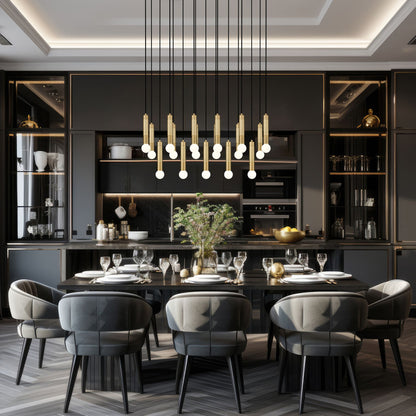 Stari 17 Light Linear Chandelier Modern Gold