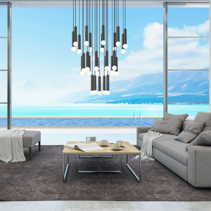Stari 27 Light Chandelier Matte Black