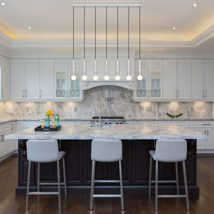 Stari 7 Light Linear Chandelier Brushed Nickel