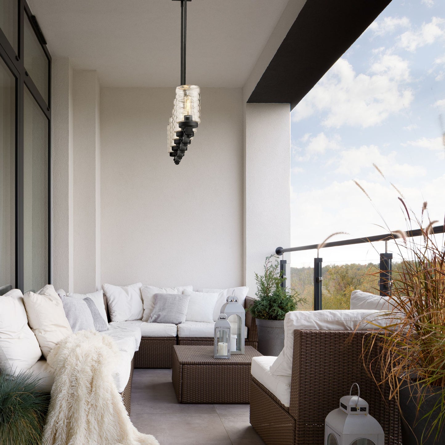 Tahoe 5 Light Outdoor Linear Chandelier Ashen Barnboard