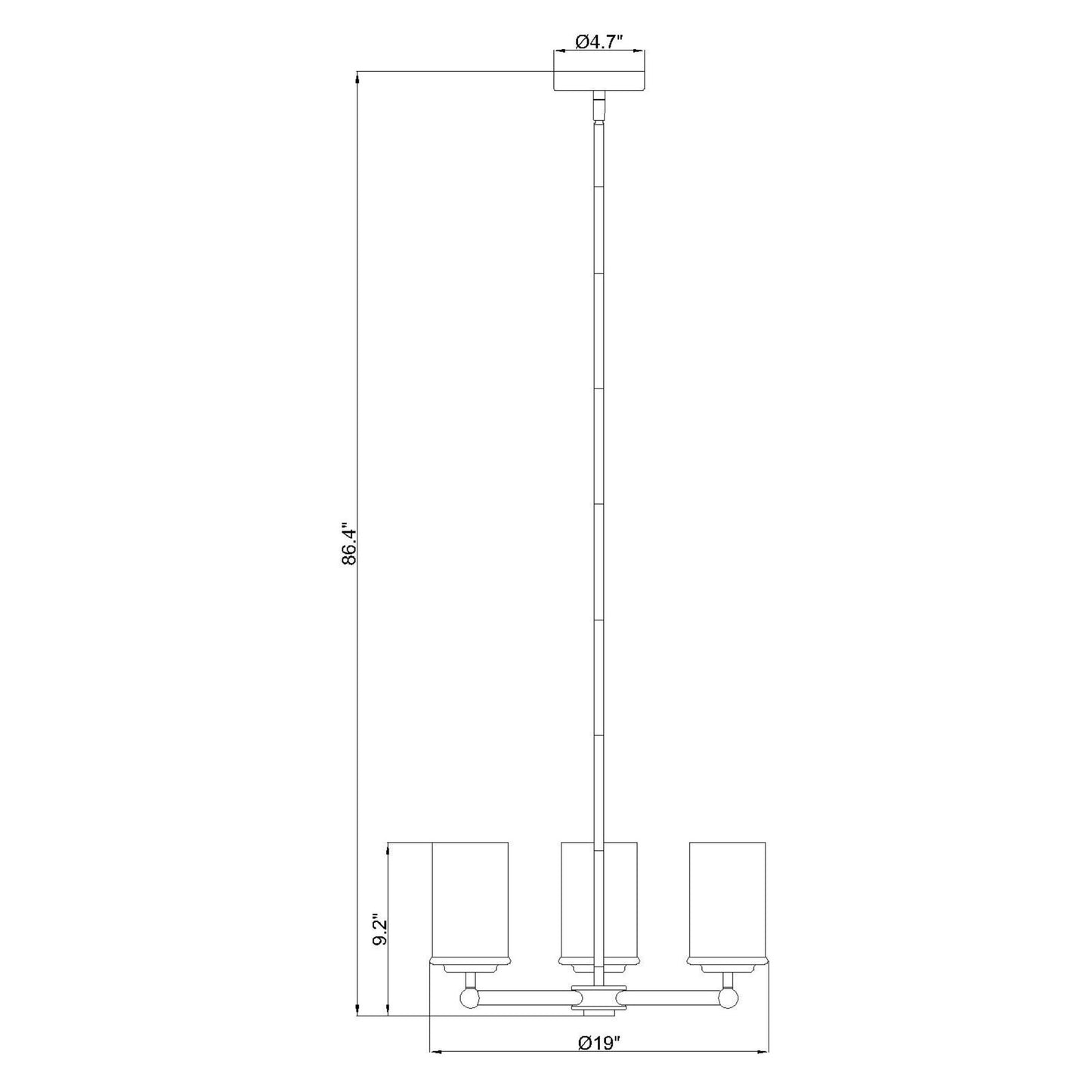 Thayer 3 Light Chandelier Matte Black