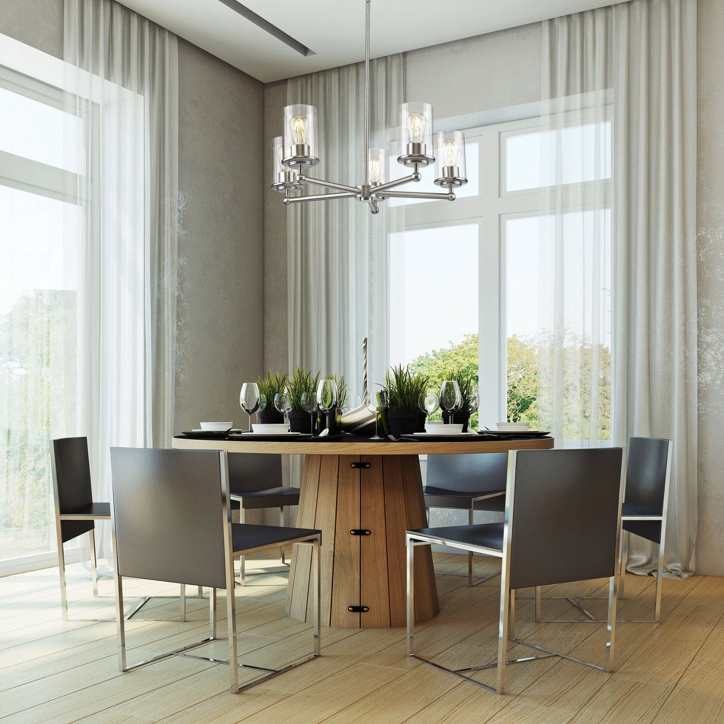 Thayer 5 Light Chandelier Brushed Nickel