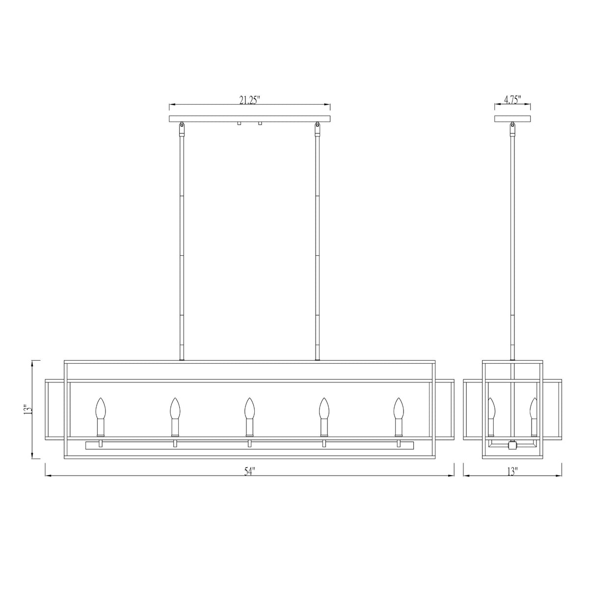 Titania 10 Light Linear Chandelier Black + Brushed Nickel