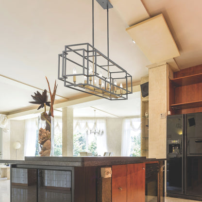 Titania 10 Light Linear Chandelier Bronze + Olde Brass