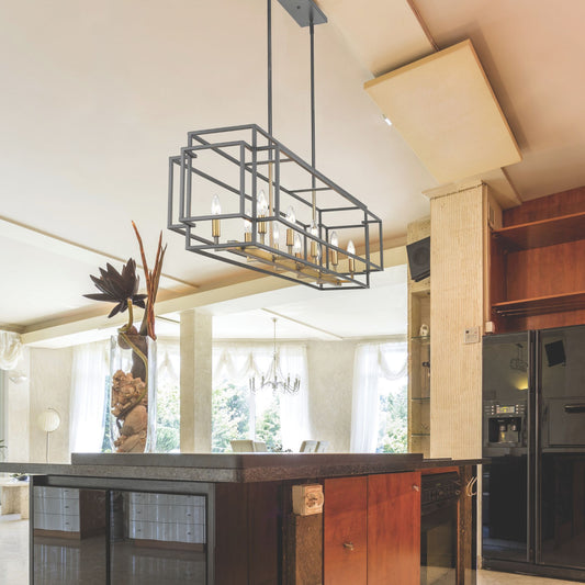 Titania 10 Light Linear Chandelier Bronze + Olde Brass