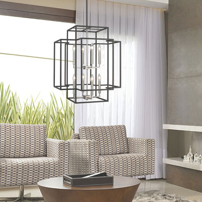 Titania 8 Light Chandelier Black + Brushed Nickel