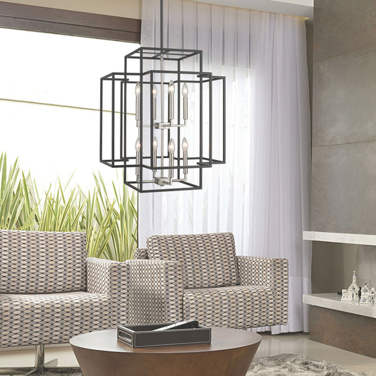 Titania 8 Light Chandelier Black + Brushed Nickel