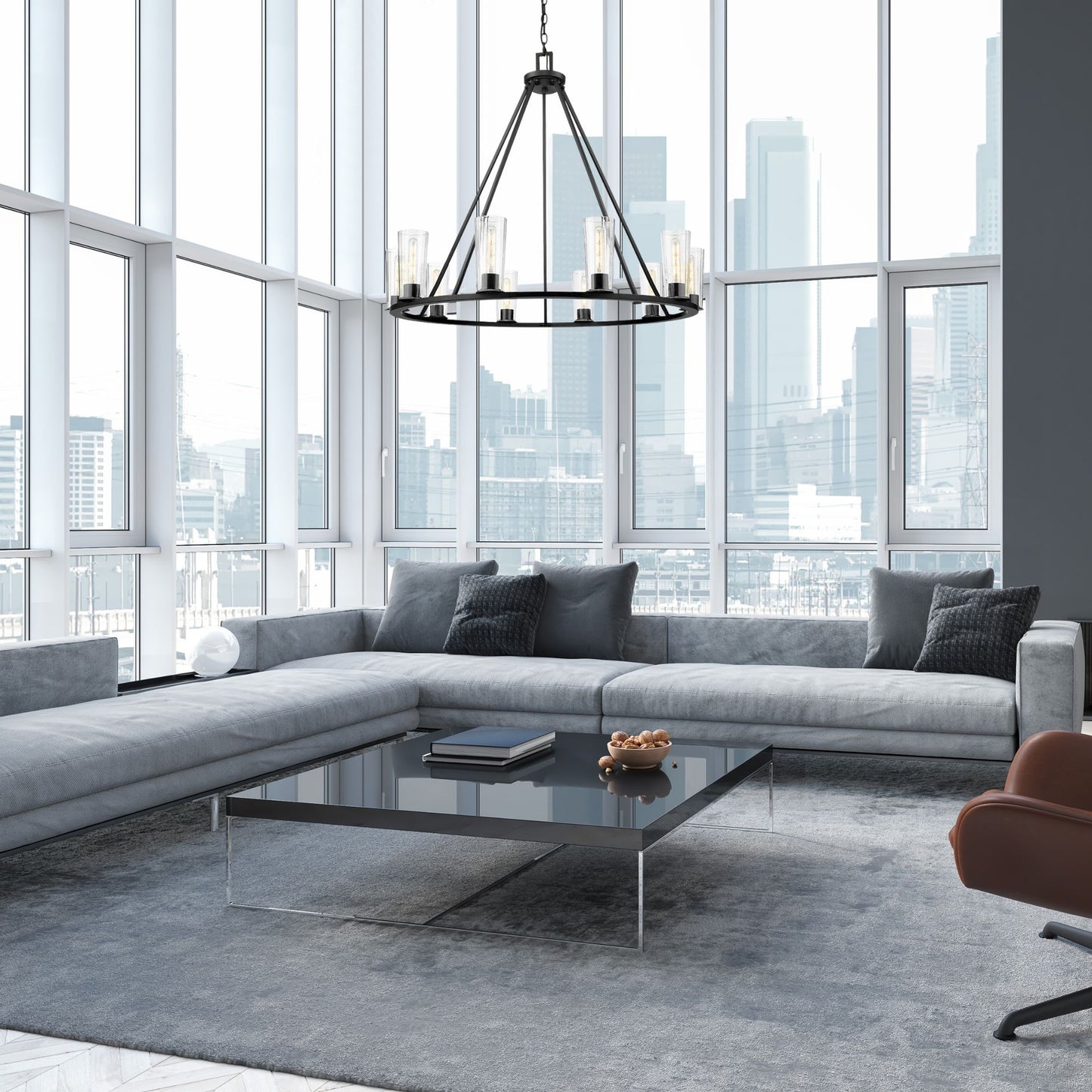 Titus 10 Light Chandelier Matte Black