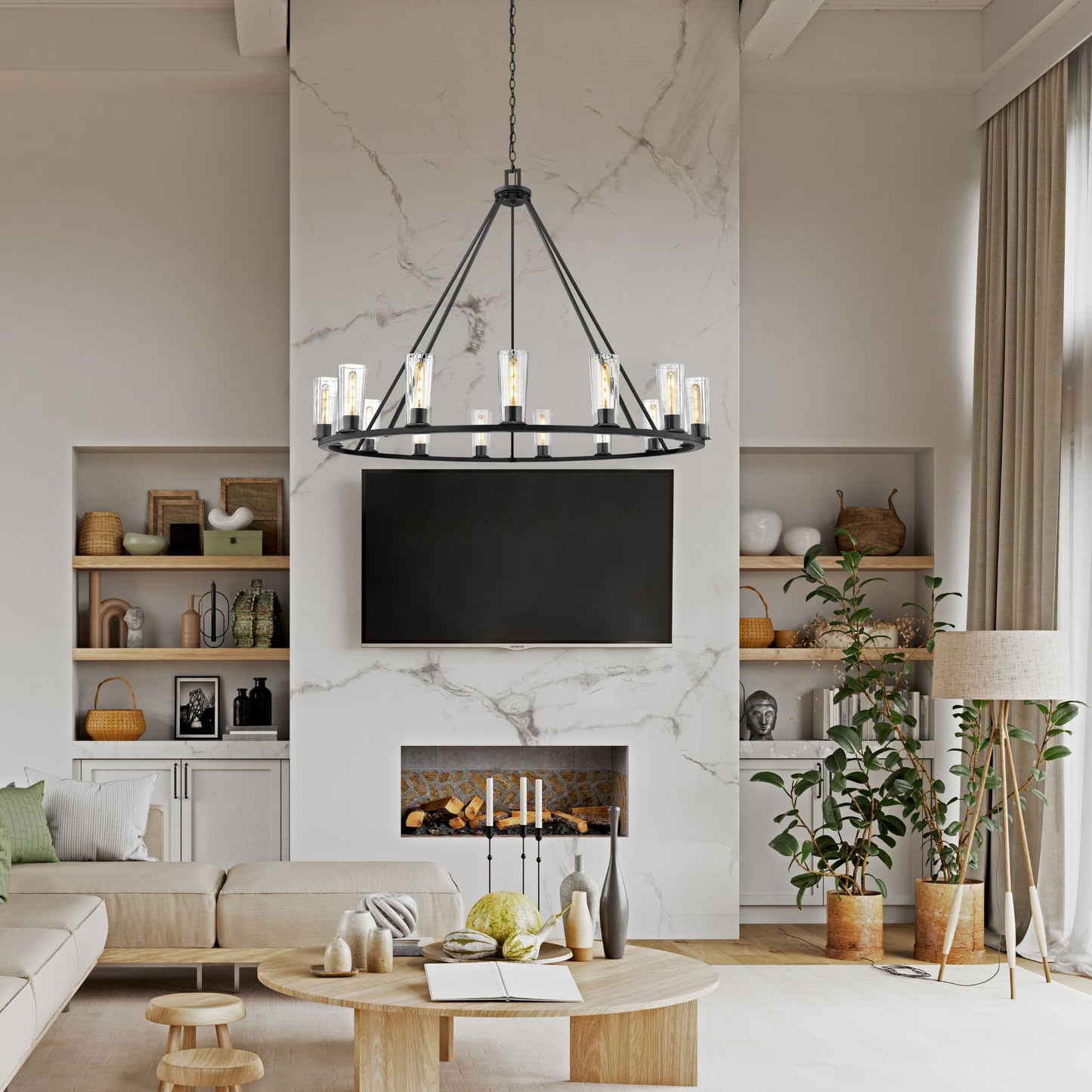 Titus 15 Light Chandelier Matte Black
