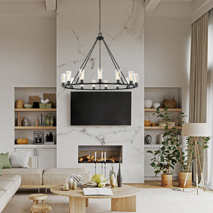 Titus 15 Light Chandelier Matte Black