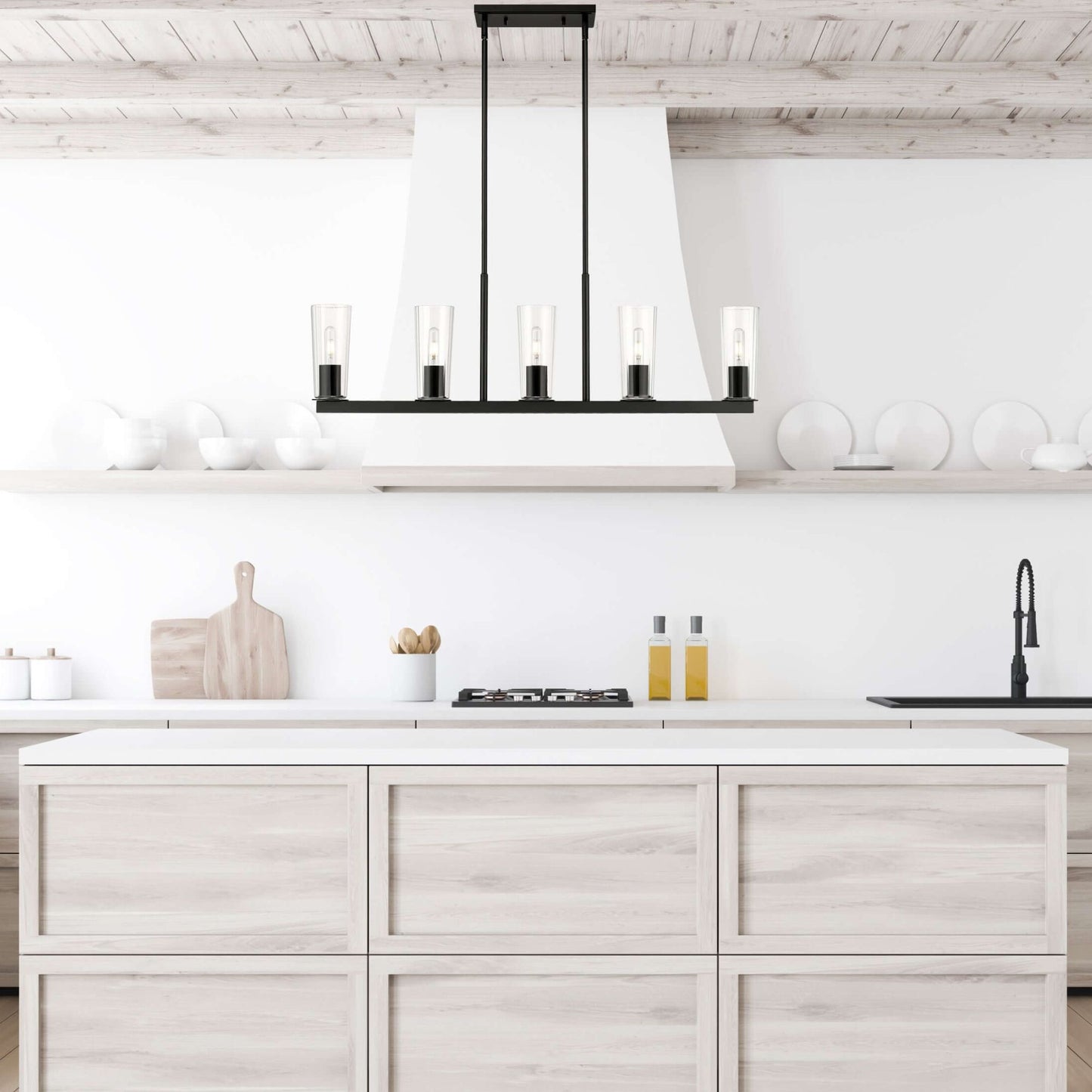 Titus 5 Light Linear Chandelier Matte Black
