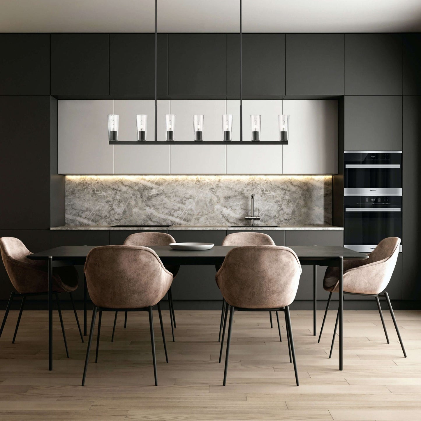 Titus 7 Light Linear Chandelier Matte Black