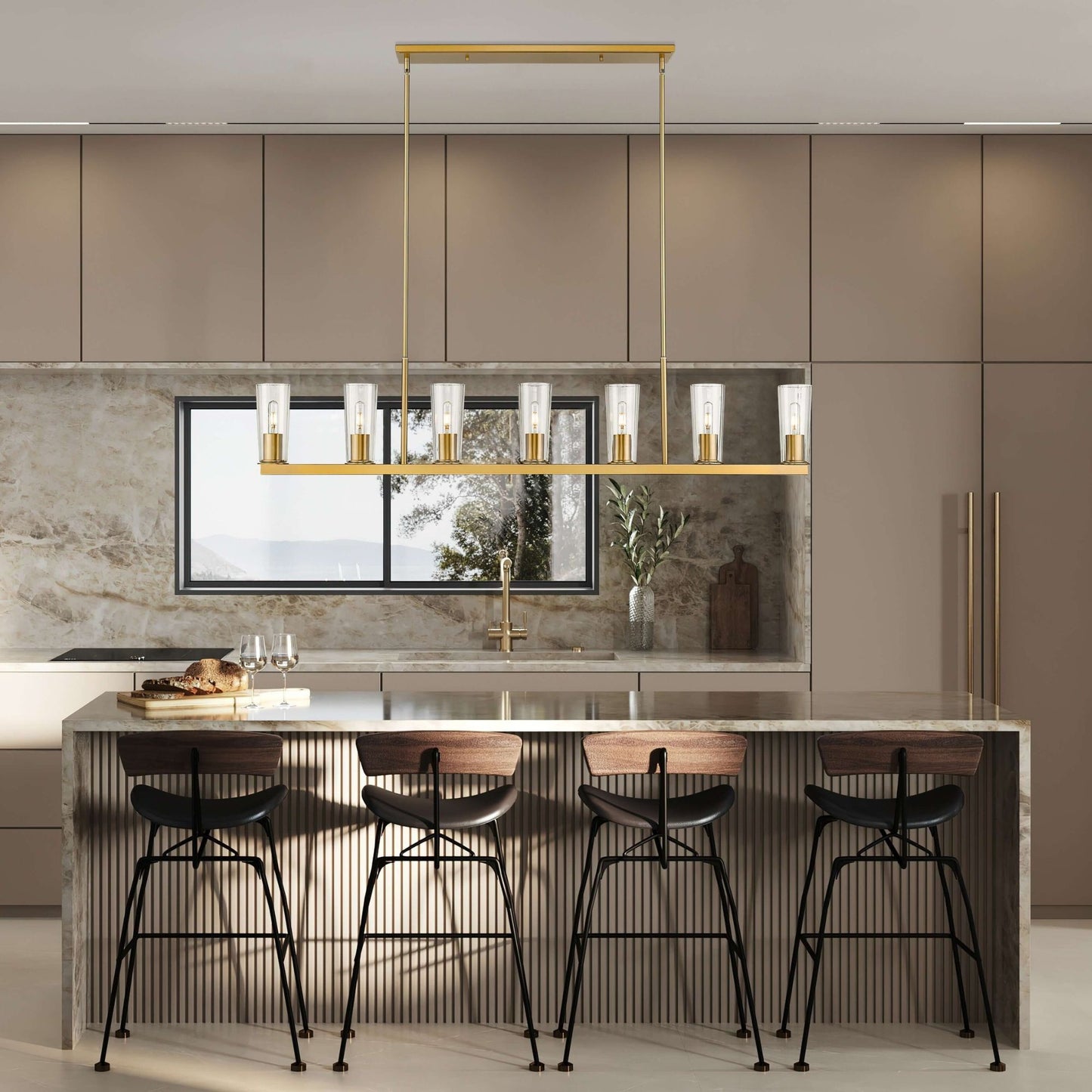 Titus 7 Light Linear Chandelier Modern Gold