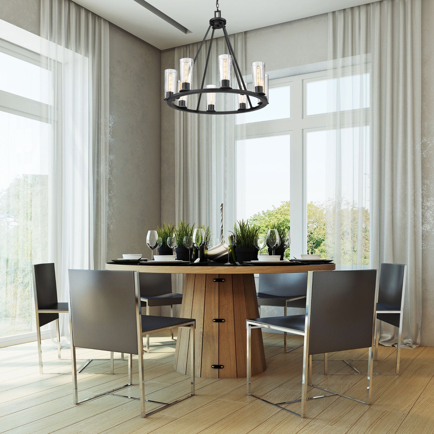 Titus 8 Light Chandelier Matte Black