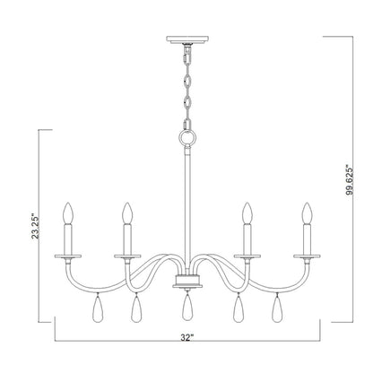 Toussant 6 Light Chandelier Modern Gold