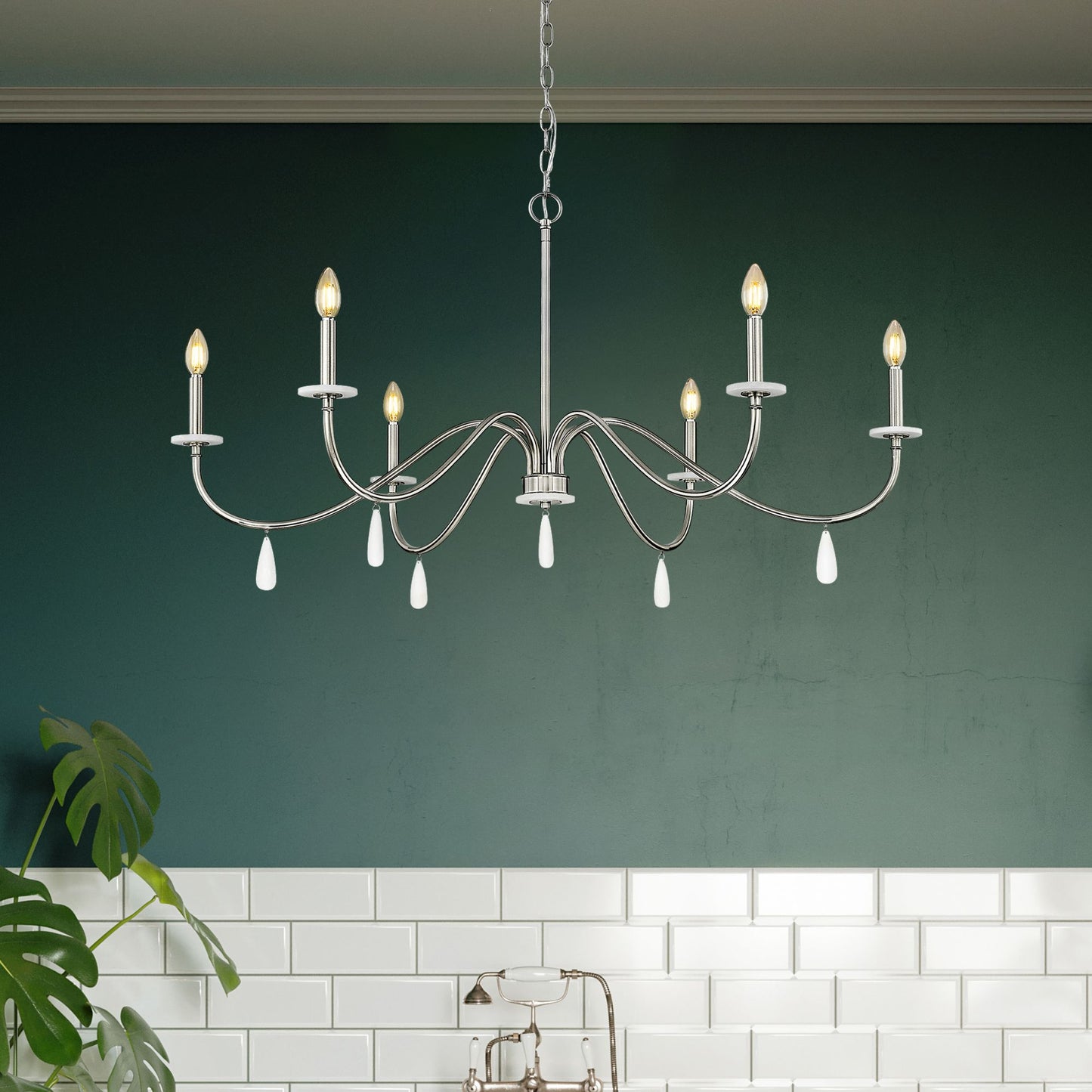 Toussant 6 Light Chandelier 
 Brushed Nickel