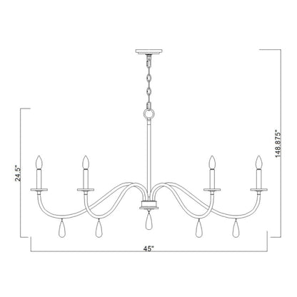 Toussant 6 Light Chandelier 
 Brushed Nickel
