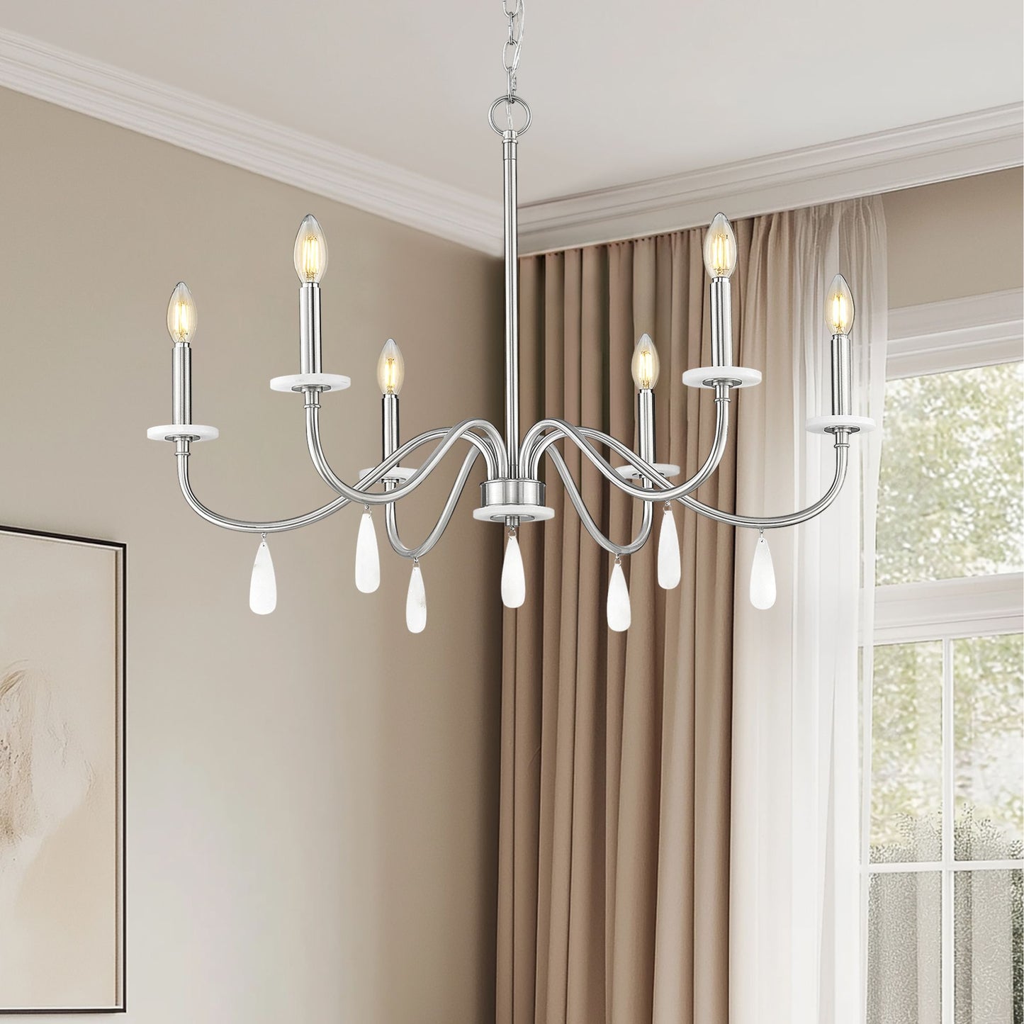 Toussant 6 Light Chandelier 
 Brushed Nickel