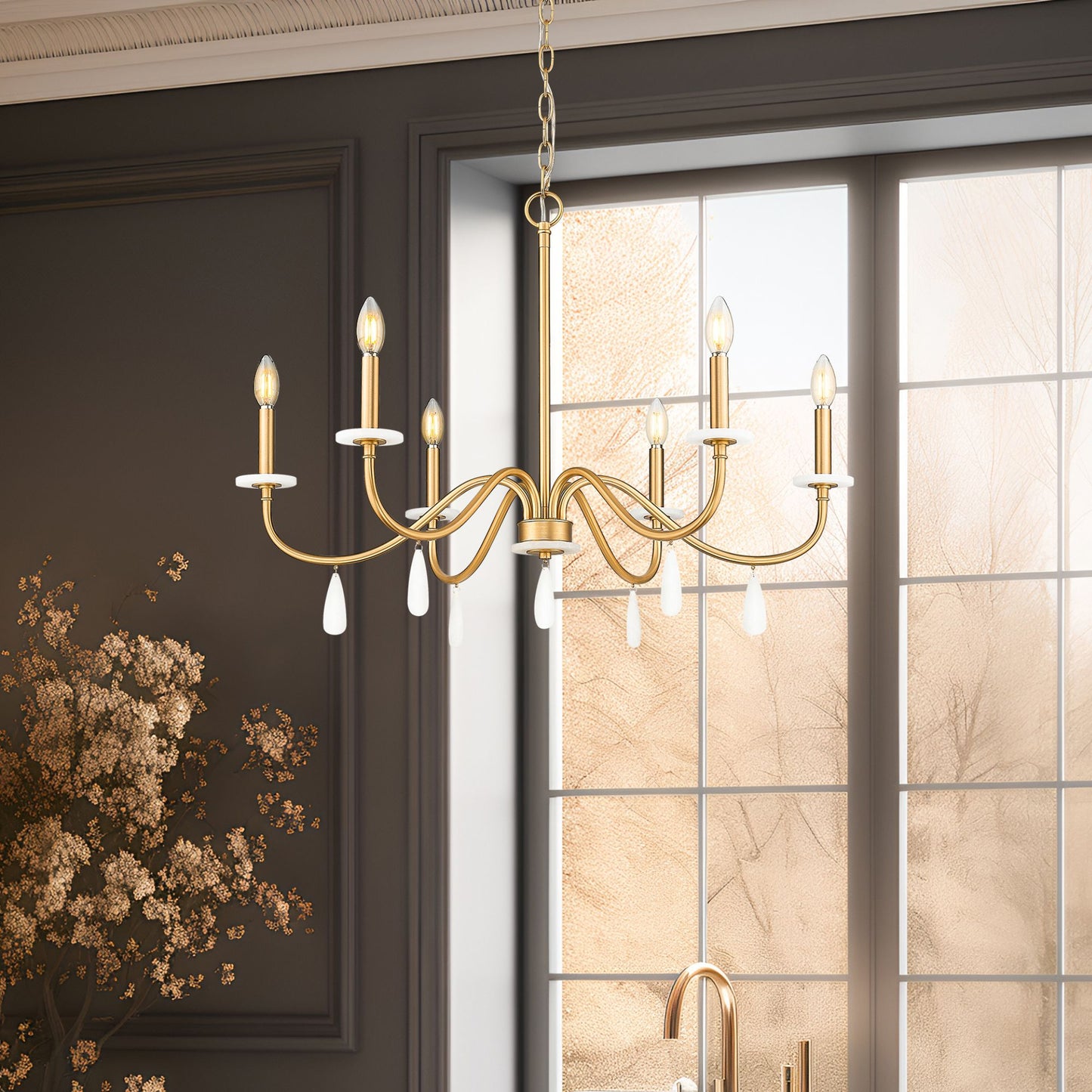 Toussant 6 Light Chandelier Modern Gold