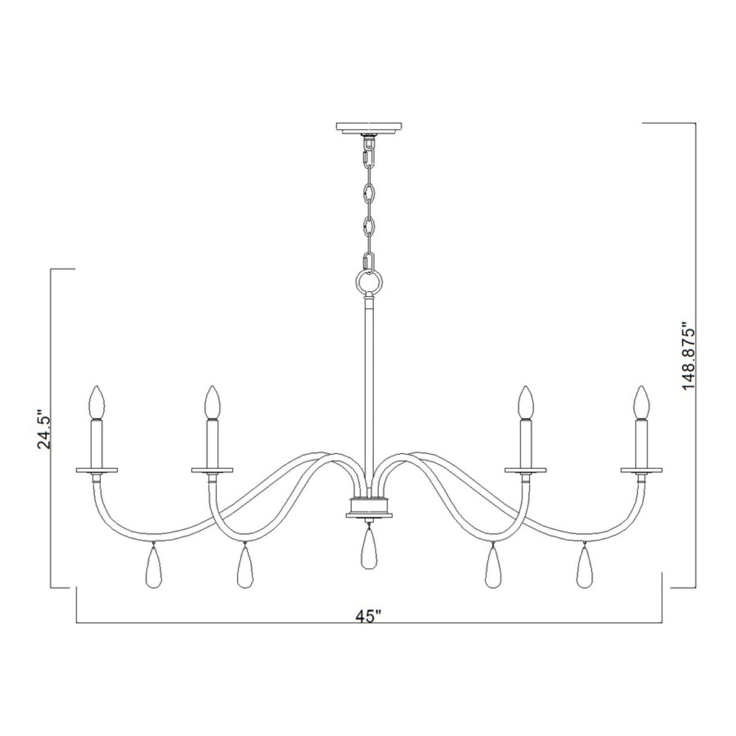 Toussant 6 Light Chandelier Modern Gold