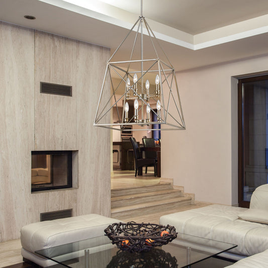 Trestle 8 Light Chandelier Antique Silver
