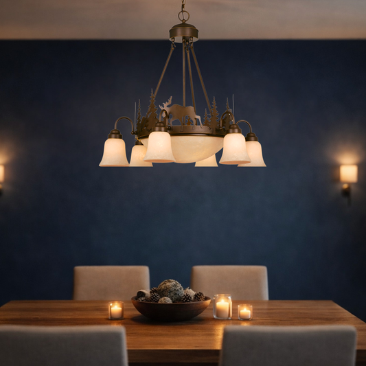 Yellowstone 9-Light Moose Chandelier