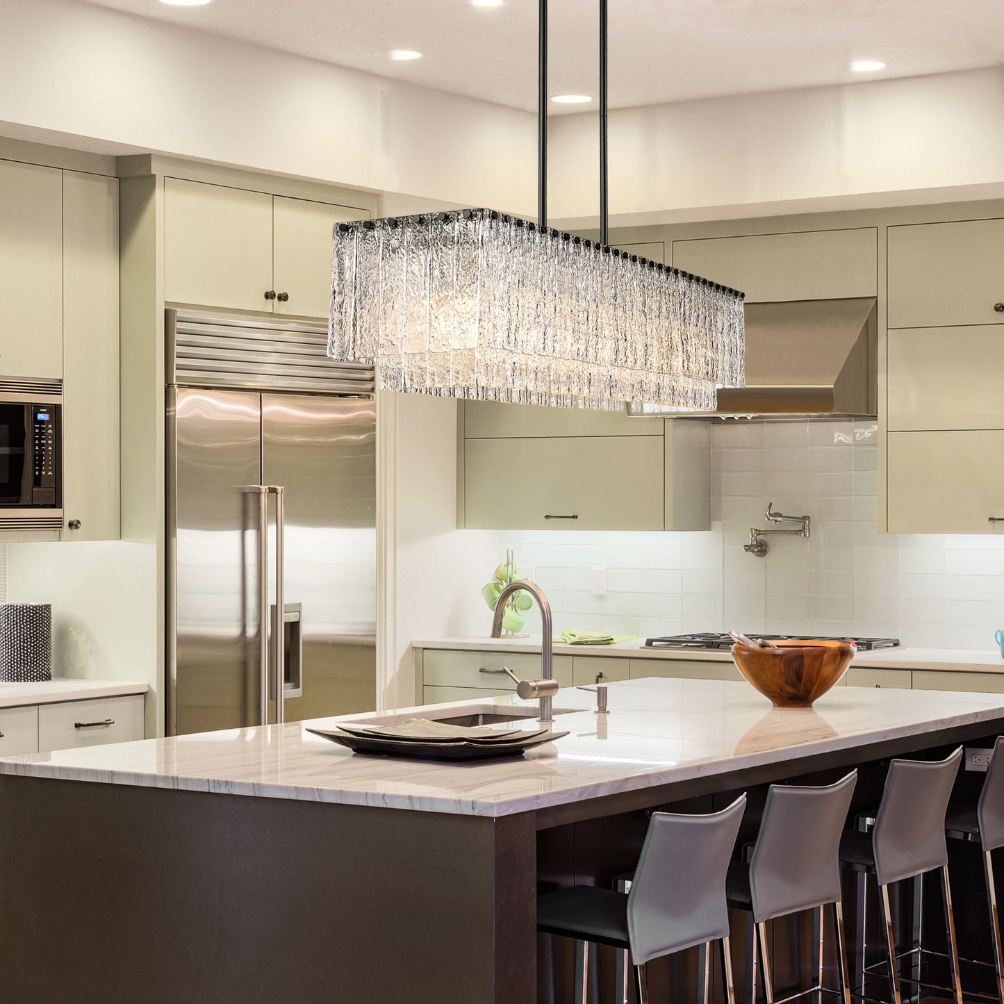 Glacier 7 Light Linear Chandelier Matte Black