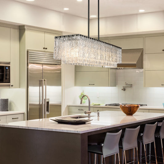 Glacier 7 Light Linear Chandelier Matte Black