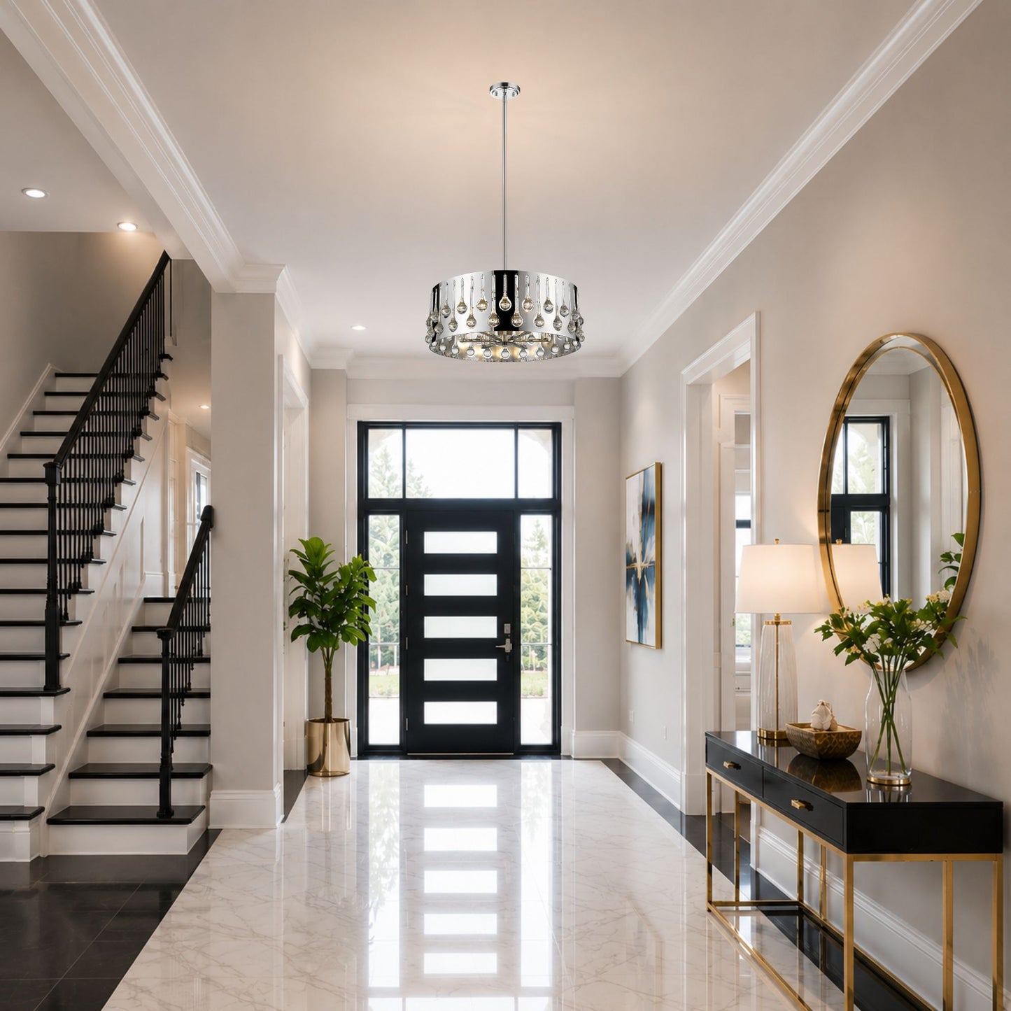 Oberon 6 Light Chandelier Chrome