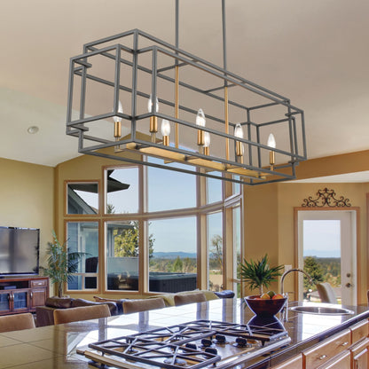 Titania 8 Light Linear Chandelier Bronze + Olde Brass