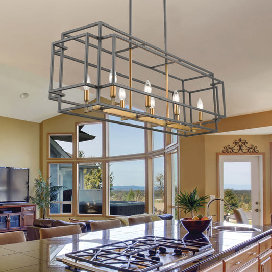 Titania 8 Light Linear Chandelier Bronze + Olde Brass
