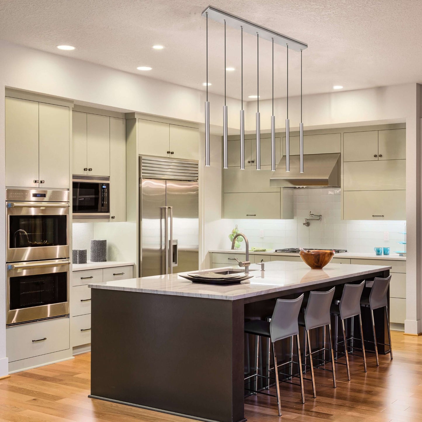 Forest LED 7 Light Linear Chandelier Brushed Nickel