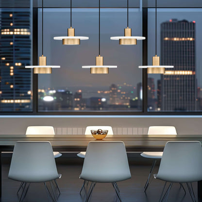 Ludo LED 5 Light Linear Chandelier Matte White + Modern Gold