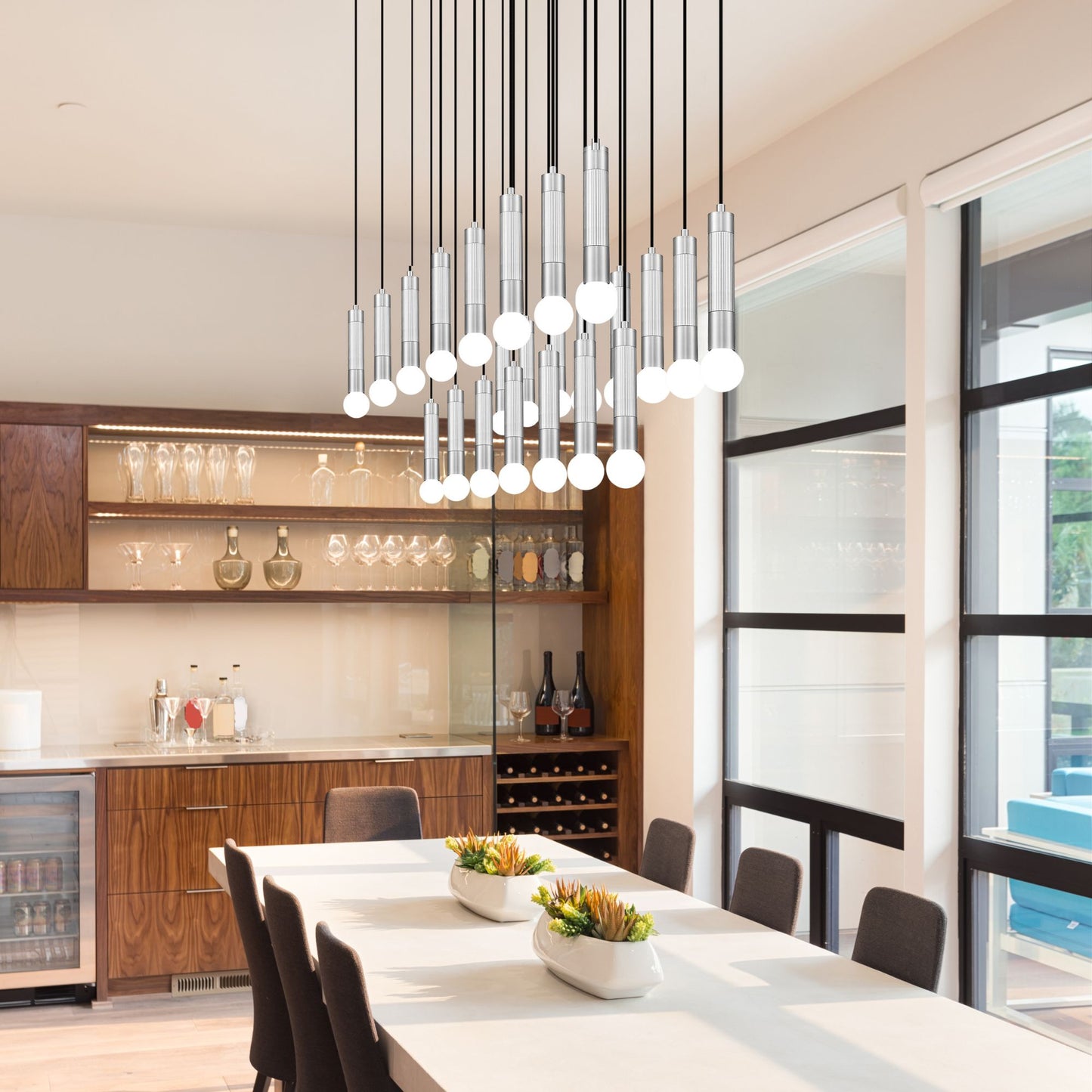 Stari 23 Light Linear Chandelier Brushed Nickel
