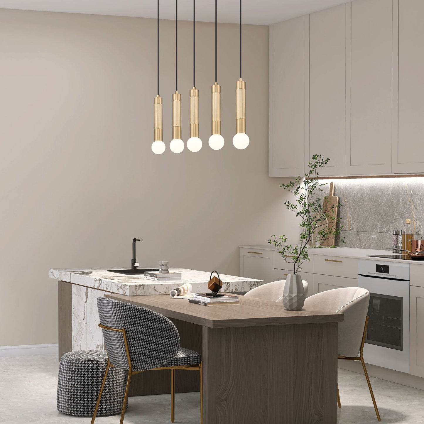 Stari 5 Light Linear Chandelier Modern Gold