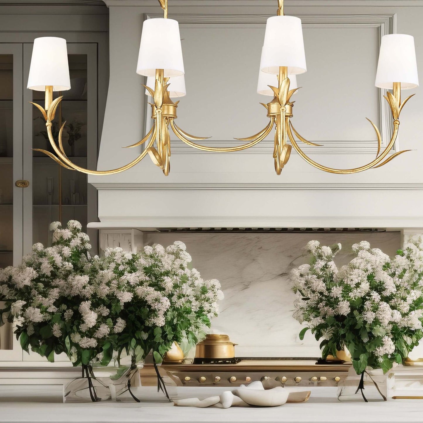 Aslin 6 Light Linear Chandelier Gold Leaf