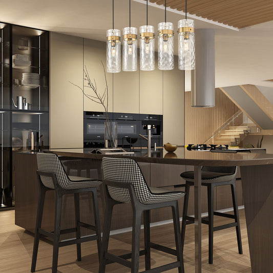 Fontaine 5 Light Linear Chandelier Rubbed Brass