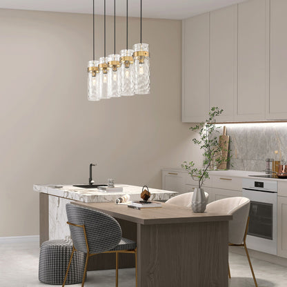 Fontaine 5 Light Linear Chandelier Rubbed Brass