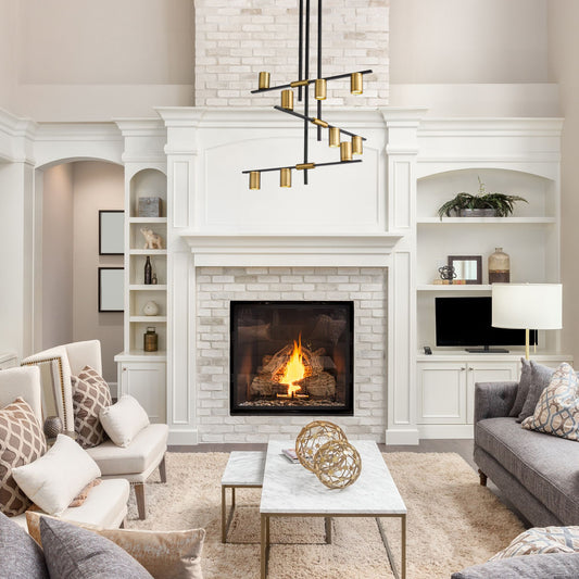 Calumet 9 Light Chandelier Matte Black + Olde Brass