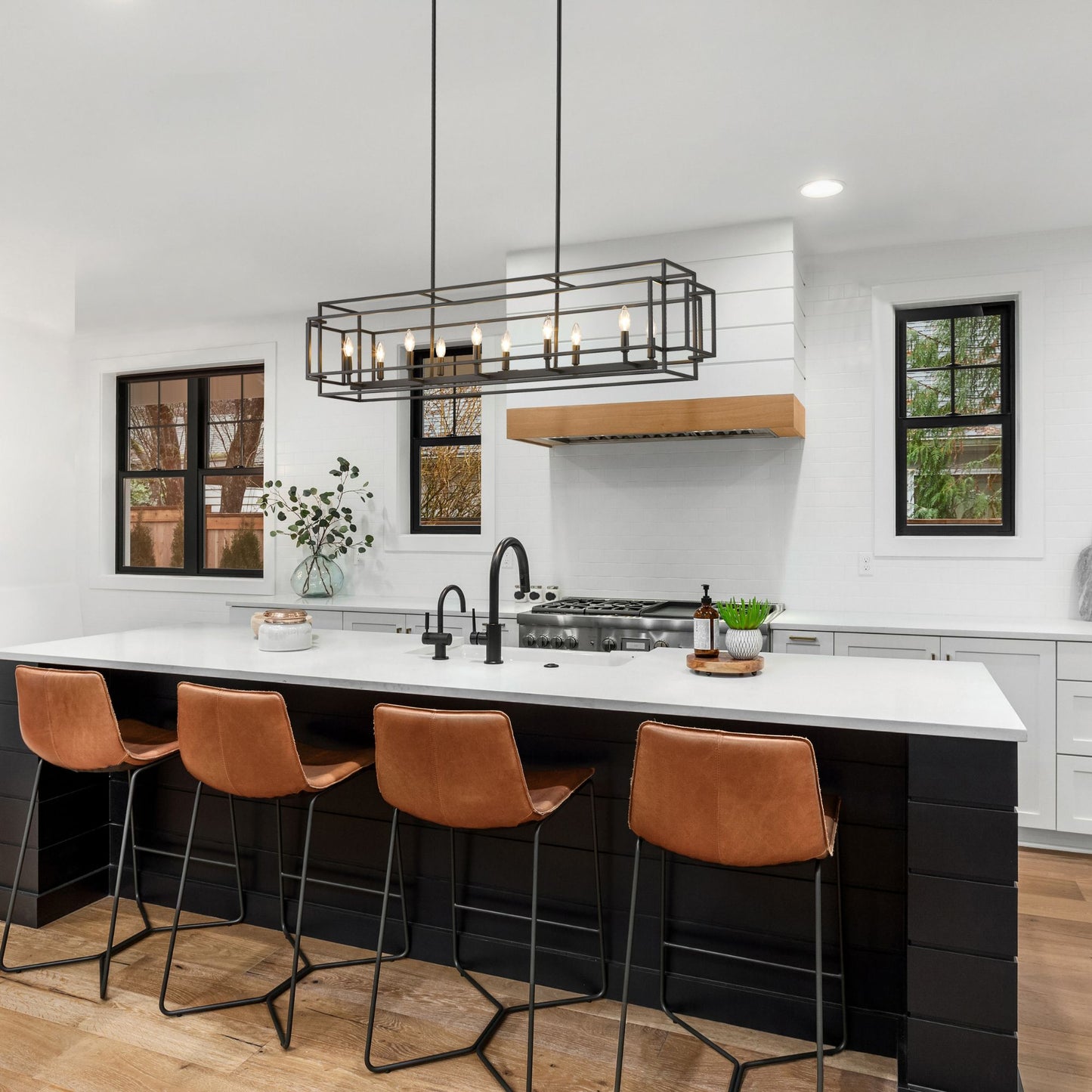 Titania 10 Light Linear Chandelier Matte Black