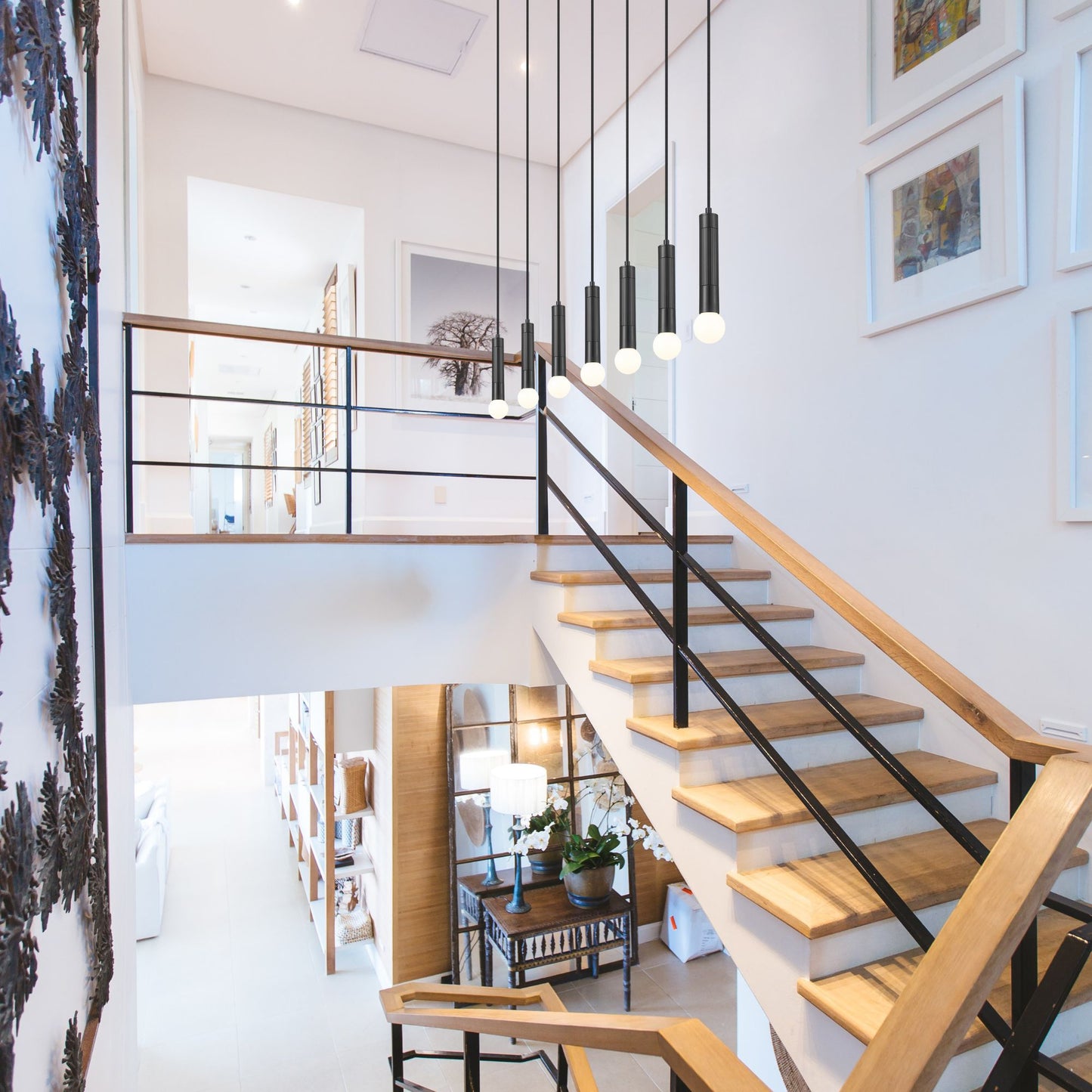 Stari 7 Light Linear Chandelier Matte Black